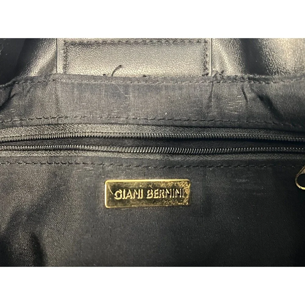 Giani Bernini Black Leather Shoulder Bag Purse Tote Classic Minimalist Studs EUC